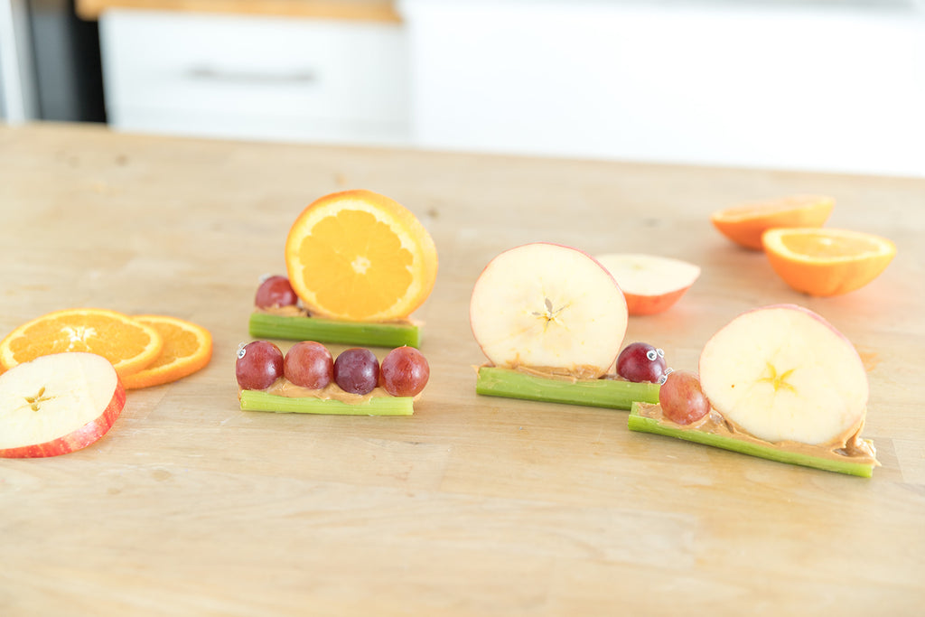 healthy fruit and vegetable caterpillar and snail