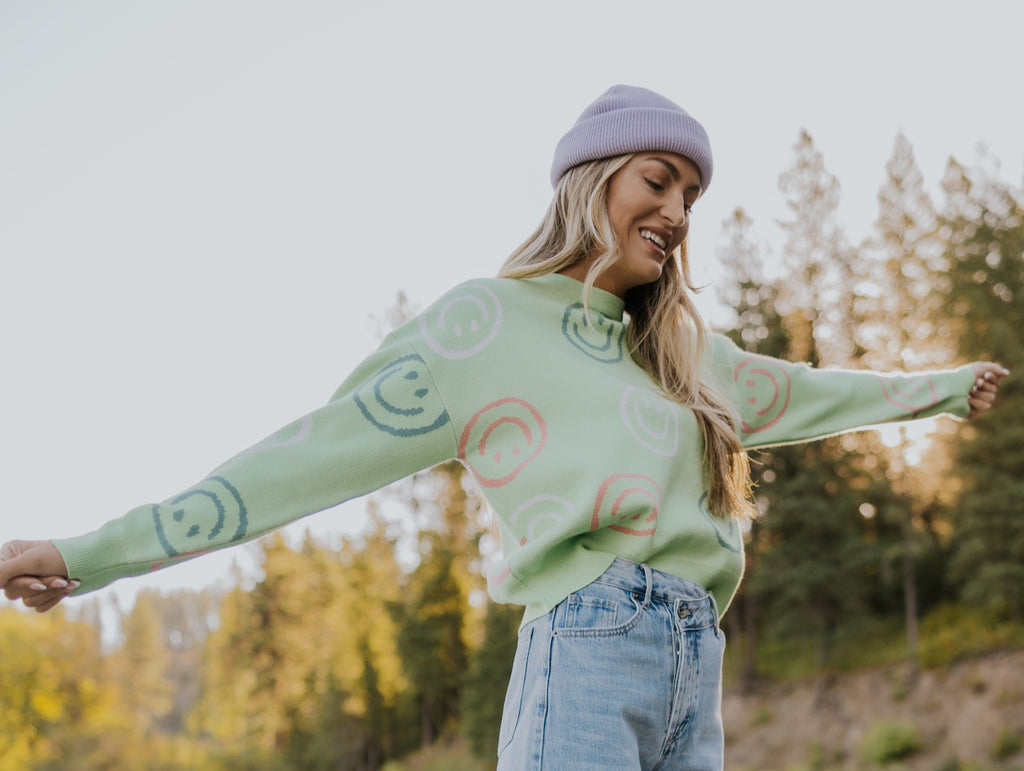 model wearing a fall sweater