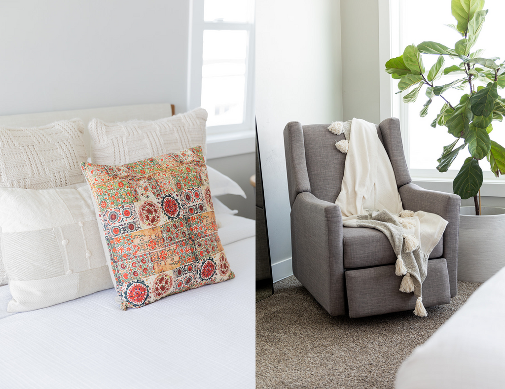 chunky textures in a bedroom space