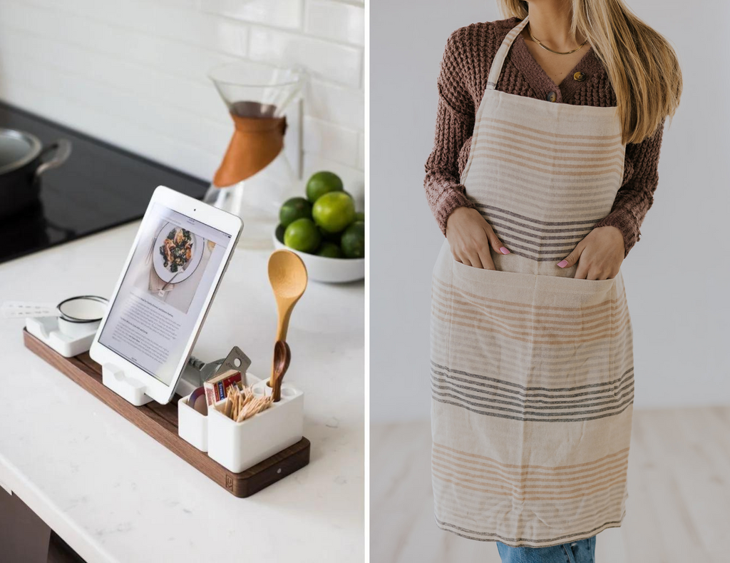 cooking breakfast with an apron on