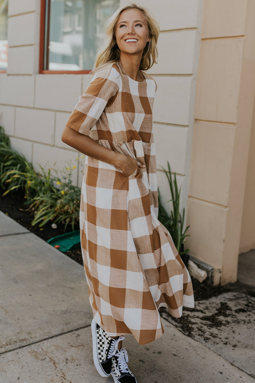 black and white buffalo check dress