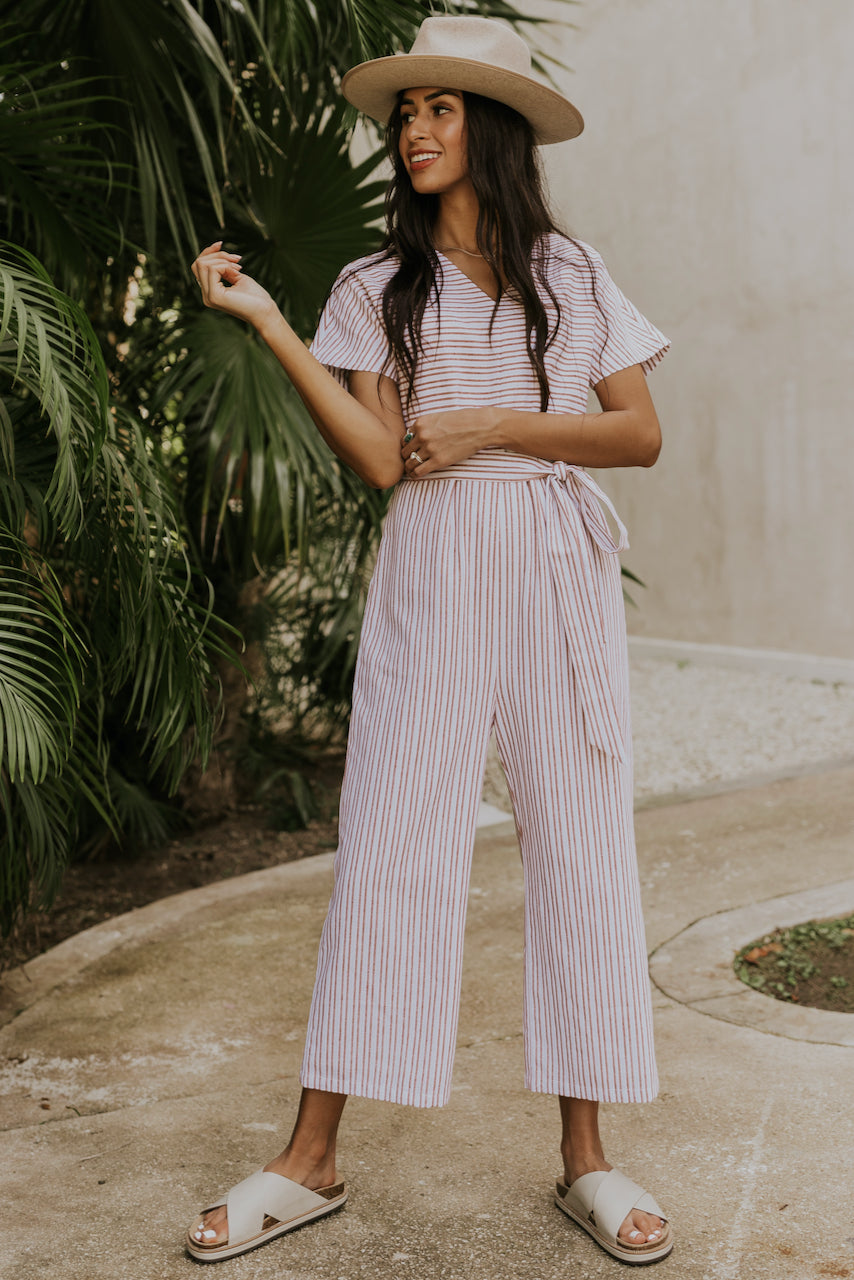 pinstripe jumpsuit outfit