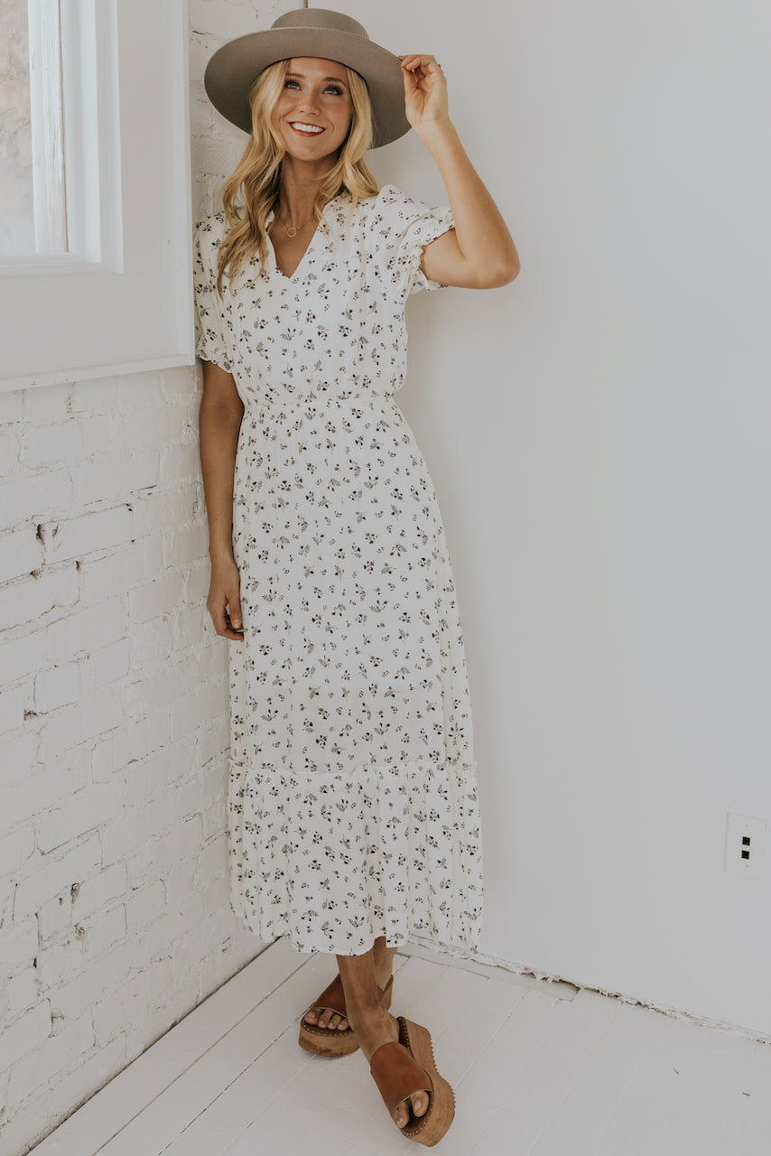 white floral spring dress