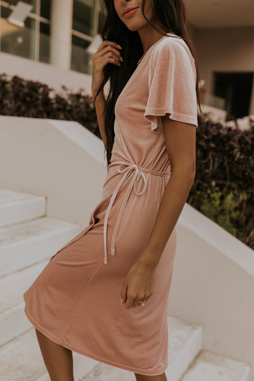 velvet peach dress