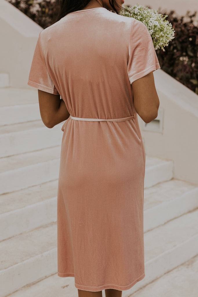 velvet peach dress