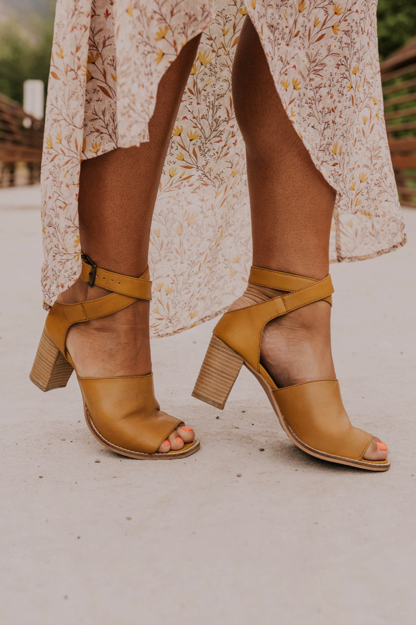 Mustard Strap Heels - Women's Spring 