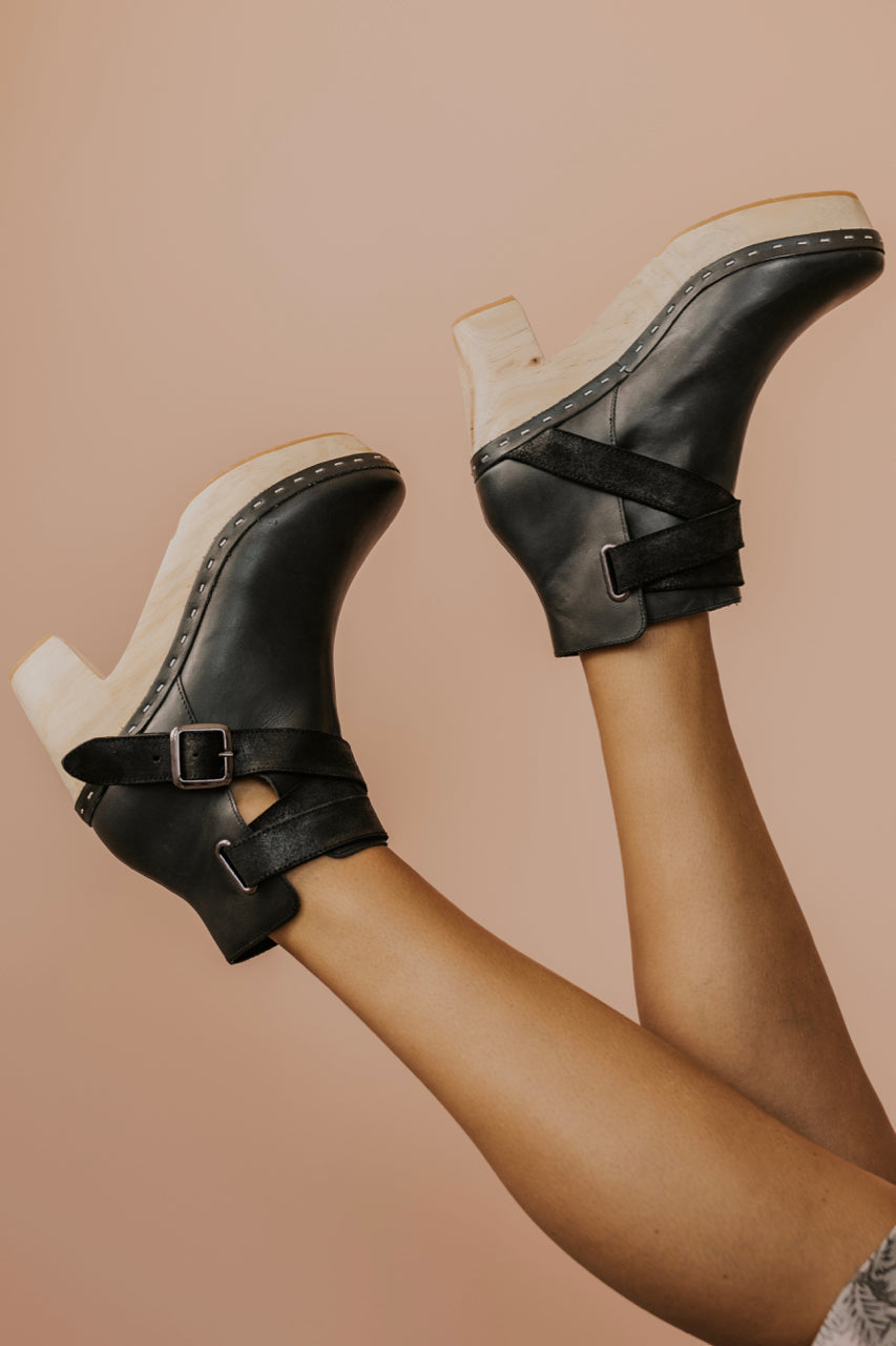 black clog booties