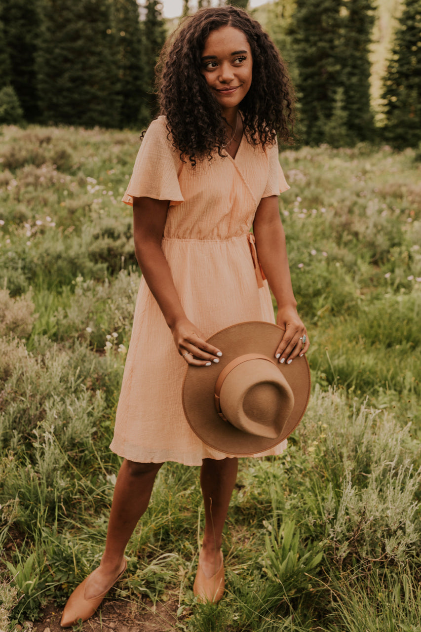 peach dress modest