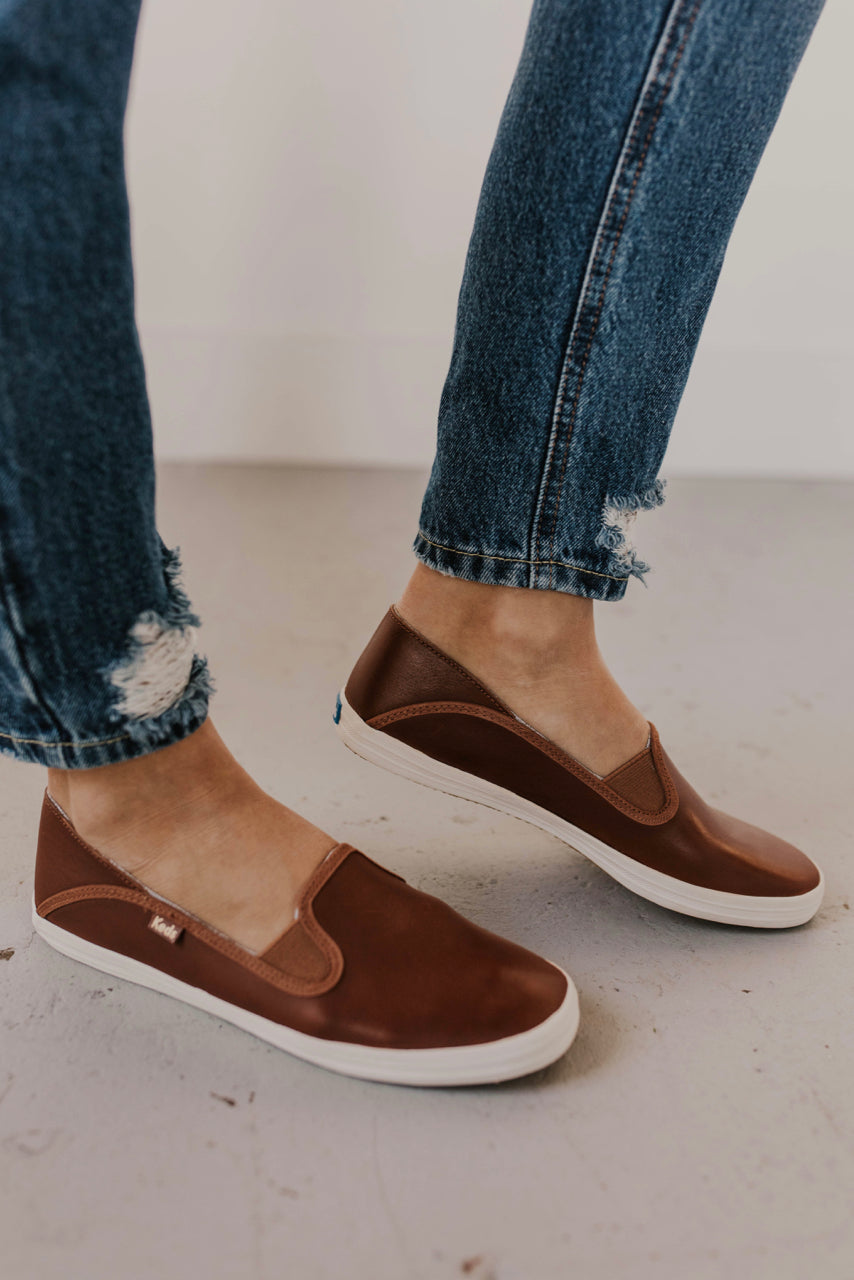 keds leather slip on shoes