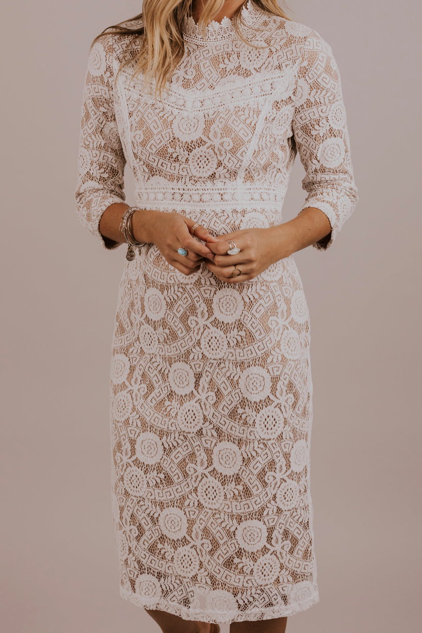 cream lace dress modest