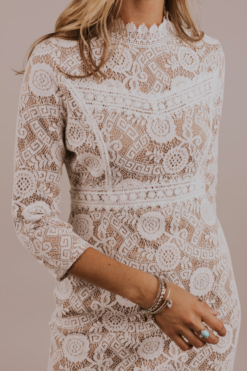 Formal Lace Dress - White Lace Modest 