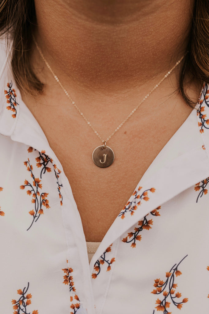 Classic Coin Initial Necklace - Womens Simple Jewelry | ROOLEE