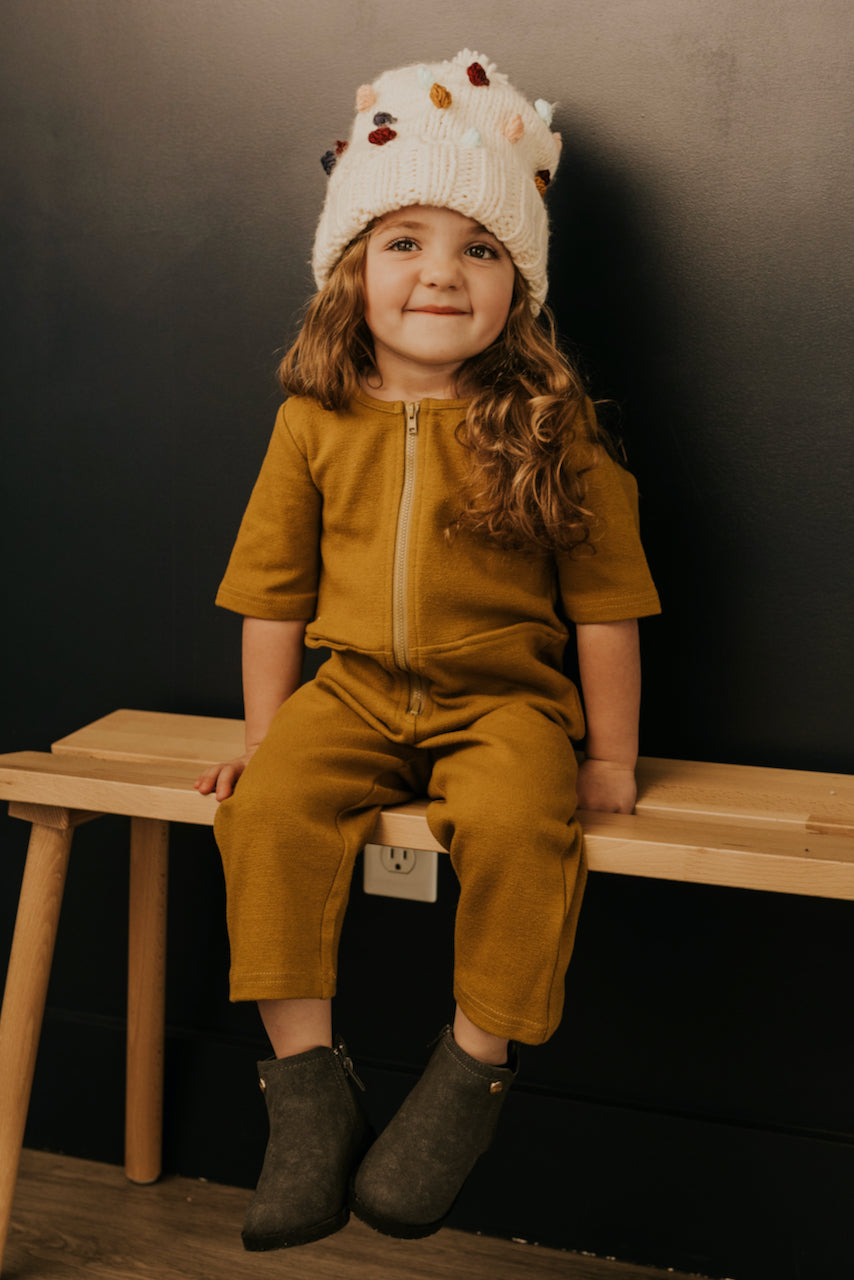 girls mustard jumpsuit