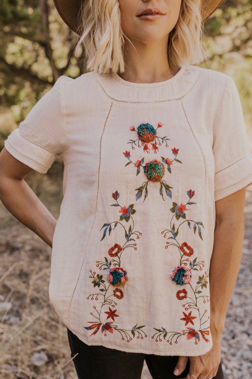 Embroidered Blouse - Modest Tops for 