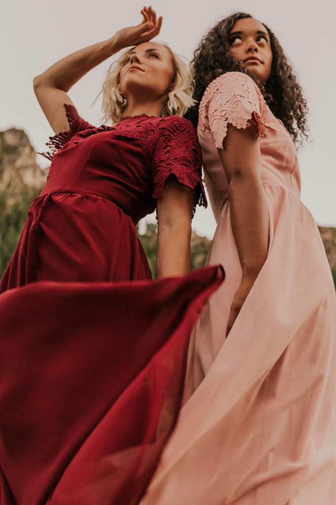 red maxi bridesmaid dresses