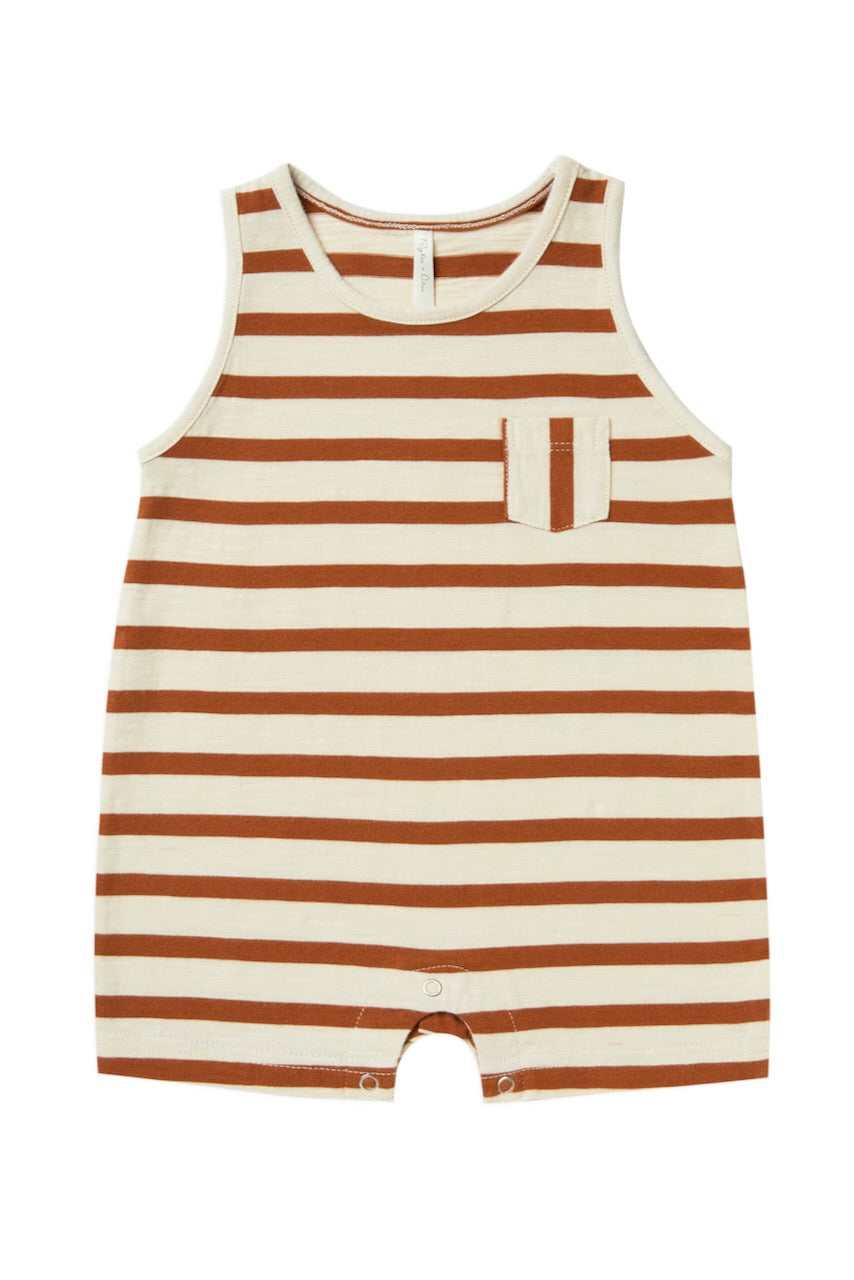 sleeveless striped romper