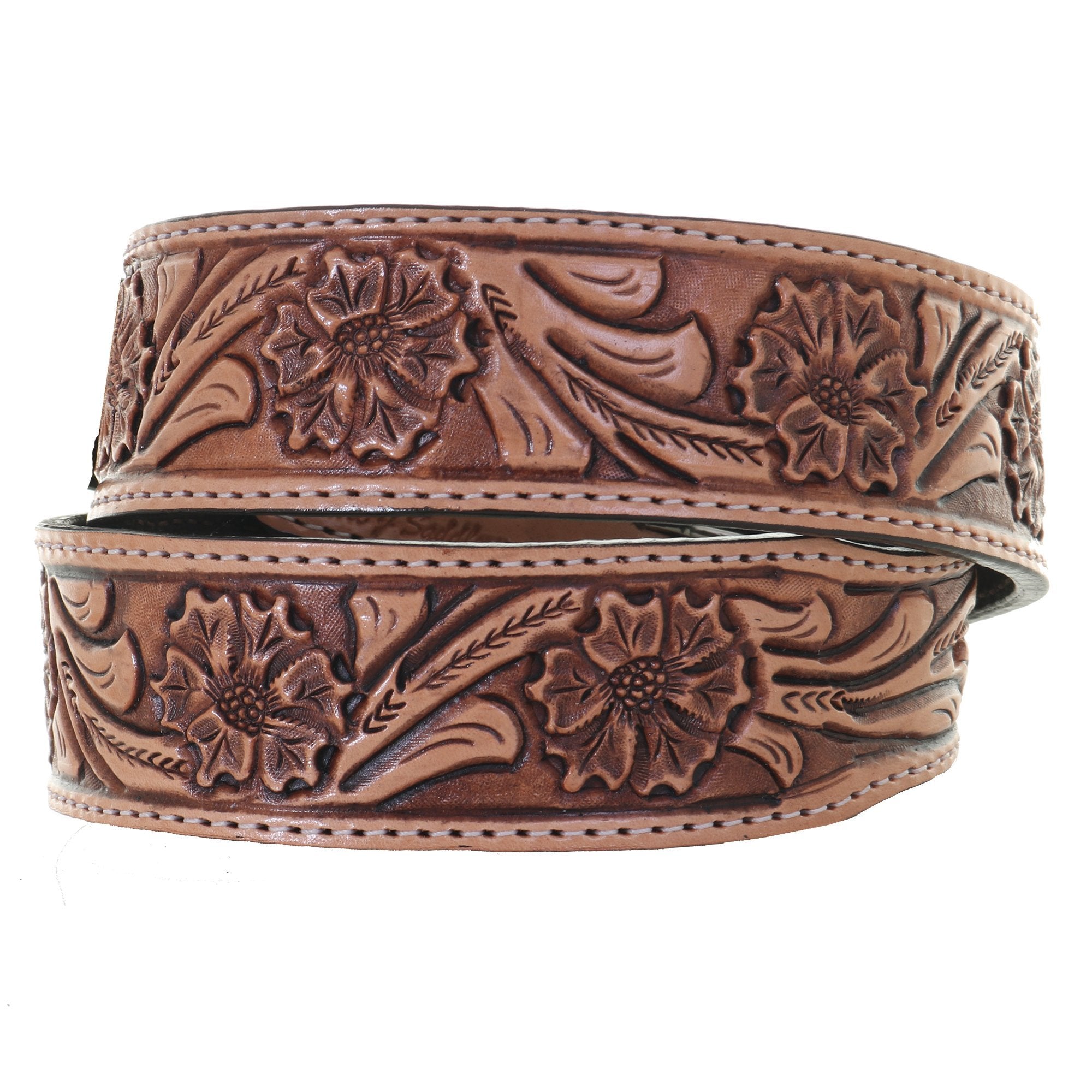 B027C - Floral Tooled Tapered Belt with Initials – Double J Saddlery