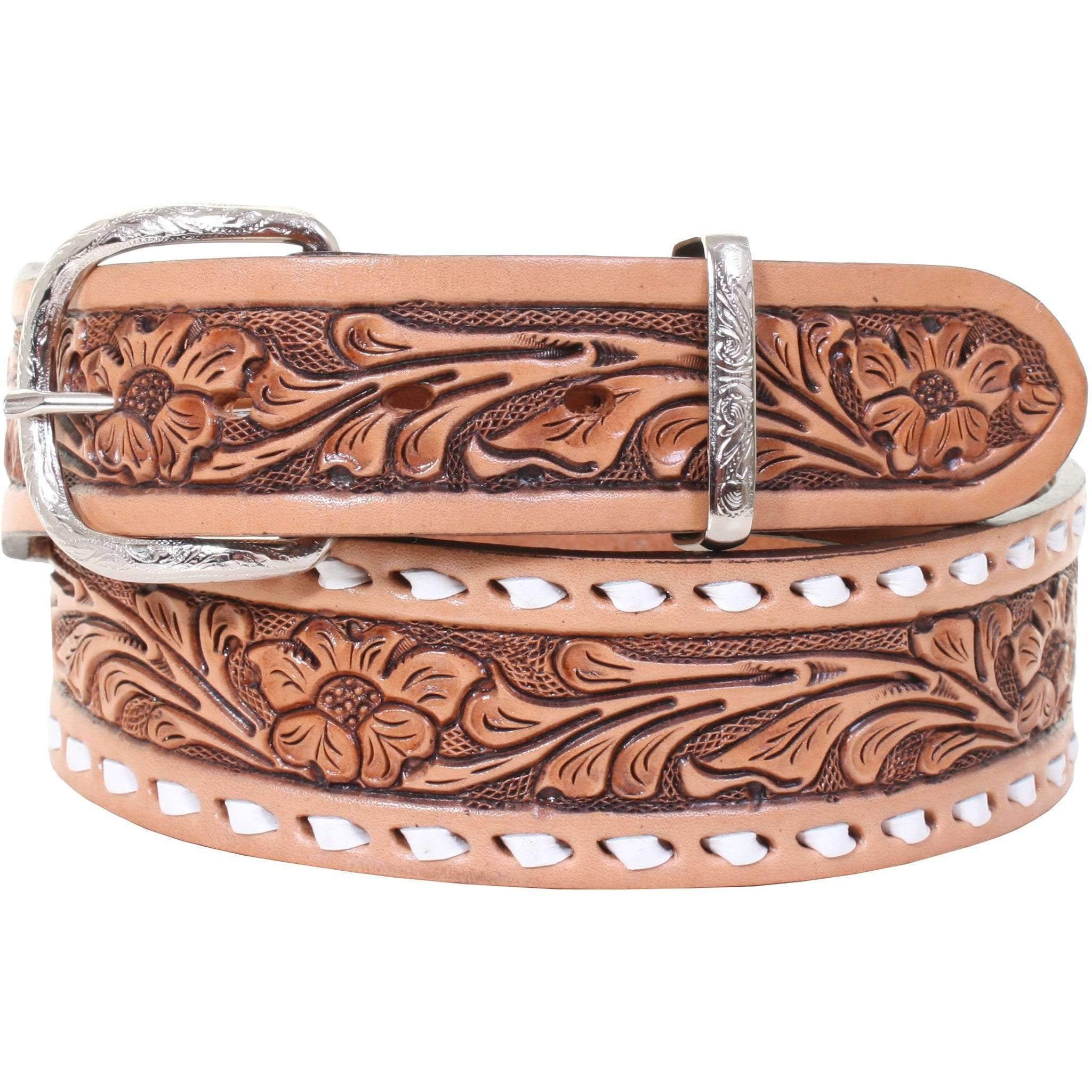  Texas Saddlery Western Belt – Rough Out Buckstitch Belt, 1.5  Inch Width, Tan Leather Belt, Quality Craftsmanship, Hand Cut, Sewn &  Hand Laced