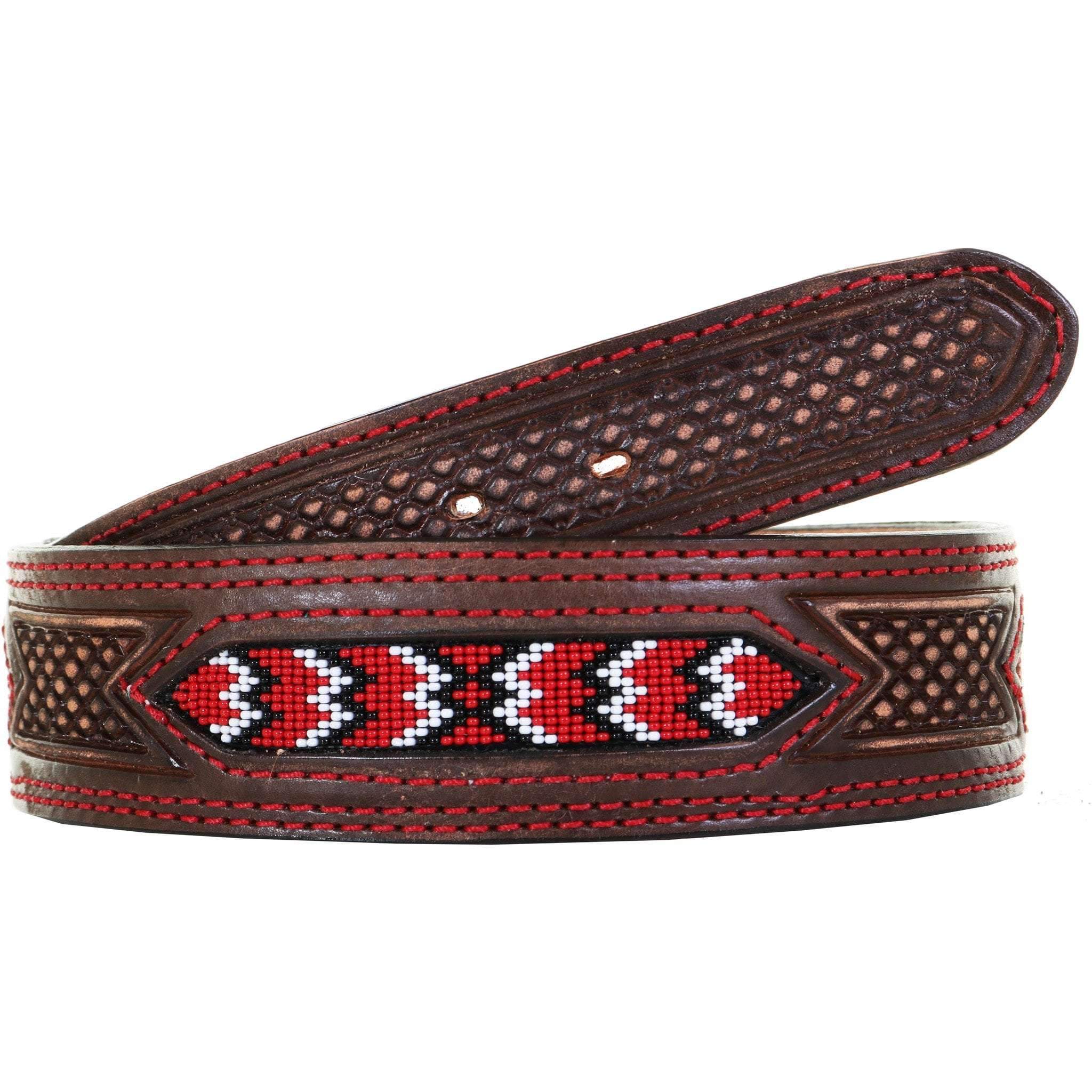 B706 - Red Floral Studded Belt - Double J Saddlery 46