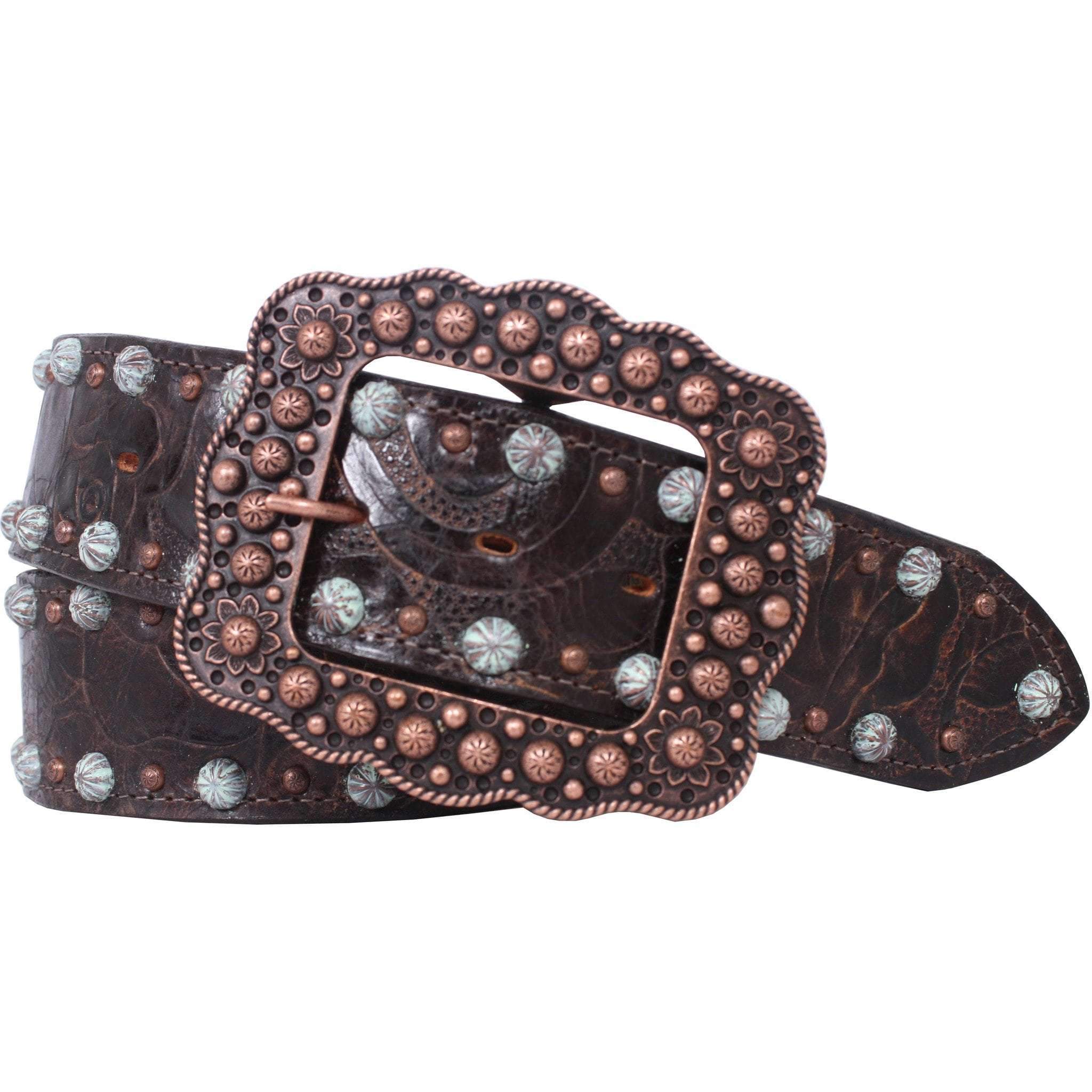 Rustic Brown Western Cowboy Belt Elephant Print Leather Cinto