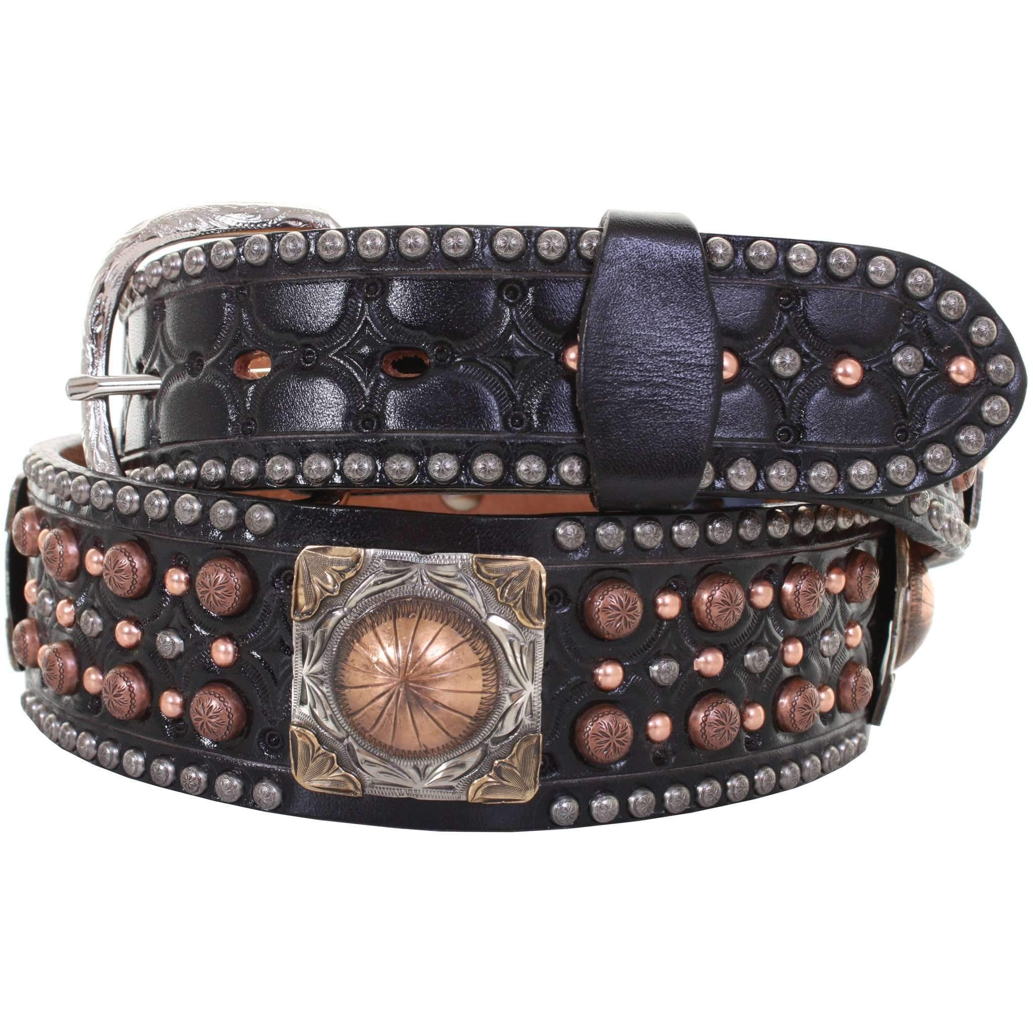 CLEARANCE - Black Leather Studded Belt - B192