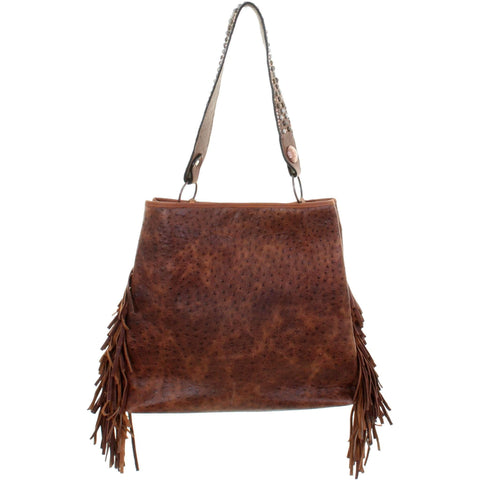 LSK55 - Chocolate Ostrich Print Shaving Bag - Double J Saddlery