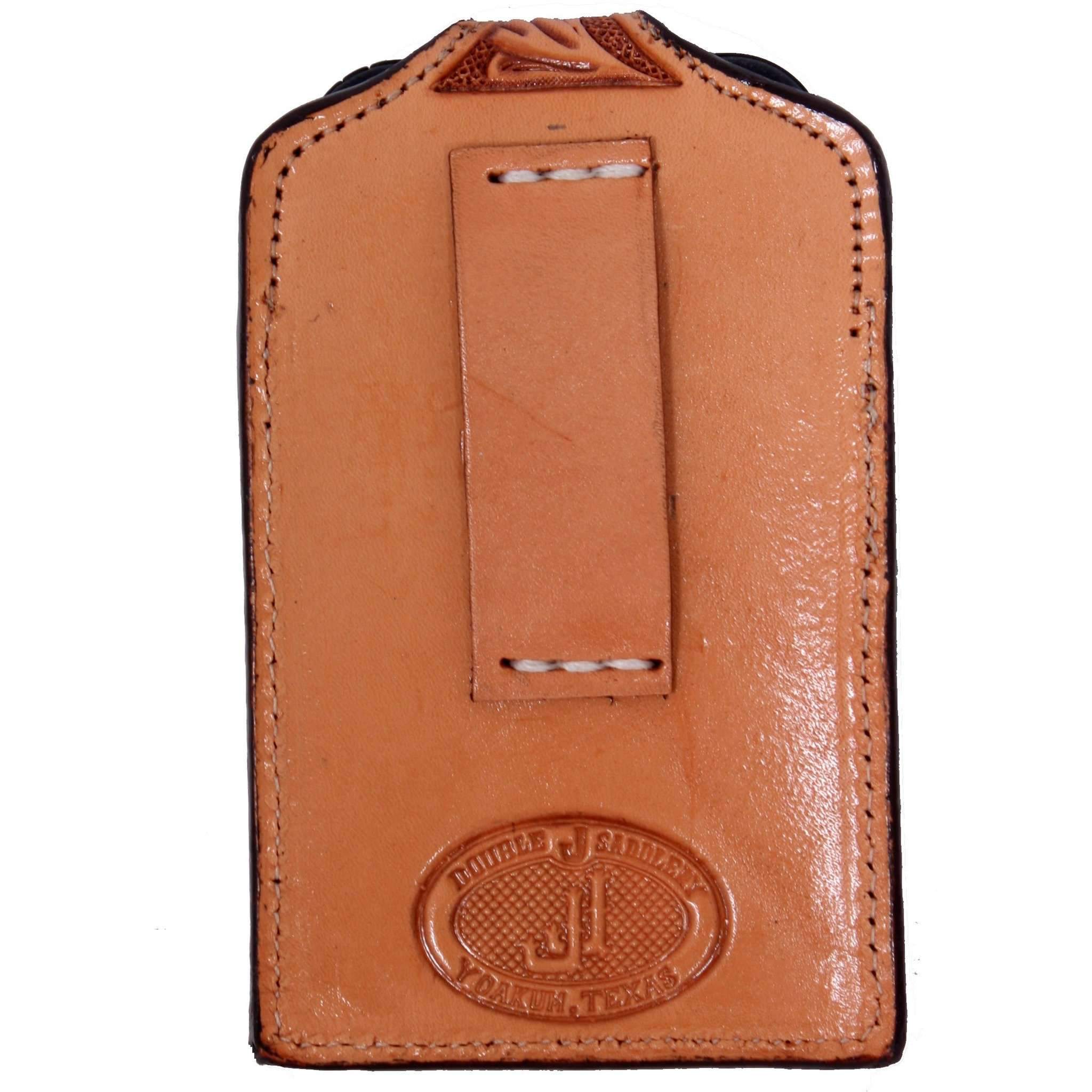 CPC17 - Natural Leather Tooled Cell Phone Holder - Double J Saddlery
