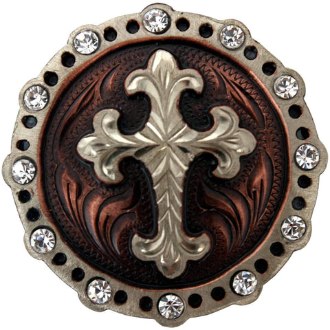 Cross Berry Concho- Antique Silver & Brass Size 1 1/2