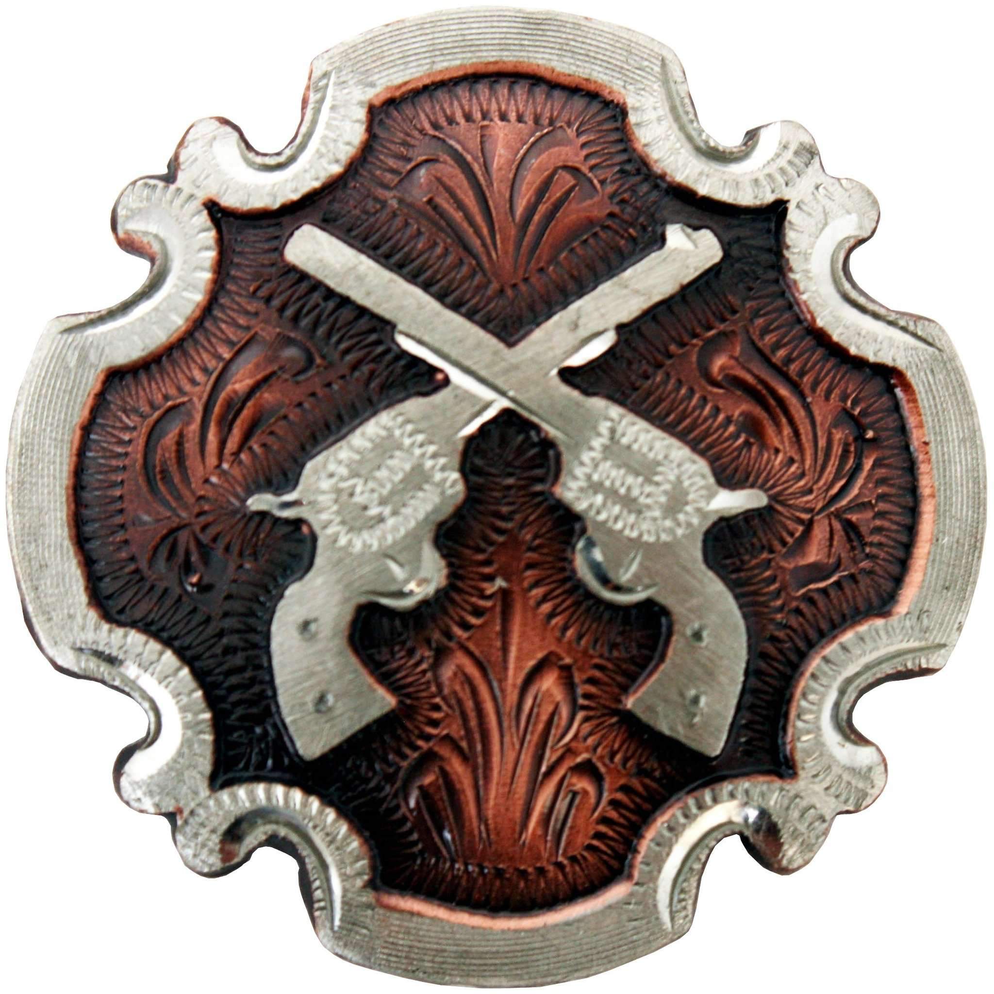 Square Berry Conchos 1-1/2 Antiqued Copper Square W-Screws ⋆ Hill Saddlery