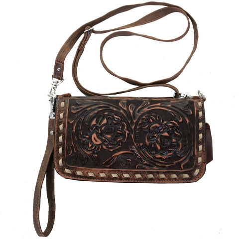 LSK55 - Chocolate Ostrich Print Shaving Bag - Double J Saddlery