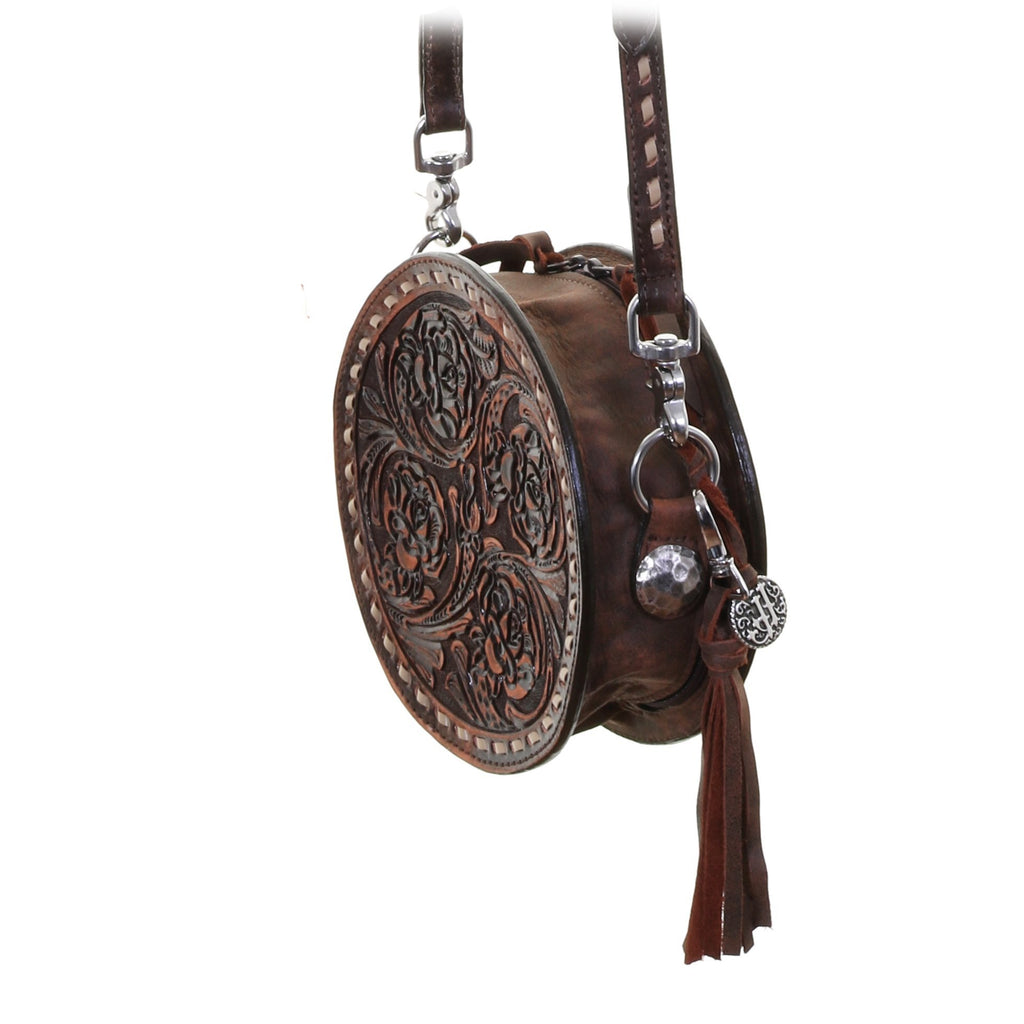 CRT04 - Brown Vintage Tooled Roses Circle Tote – Double J Saddlery