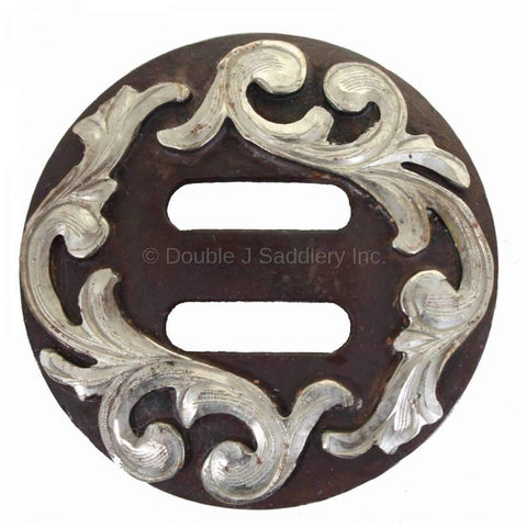 Flower Scroll Slotted Saddle Conchos 1.5 Set of 6