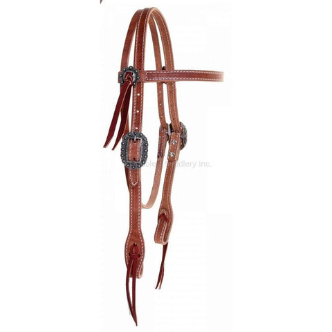 Medium Oil Basketweave Thunderbird Browband/one Ear Tack Set -  Ireland