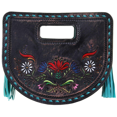 Fringed Suede Handle Handbag in Ginger from El Salvador - Bohemian Ginger