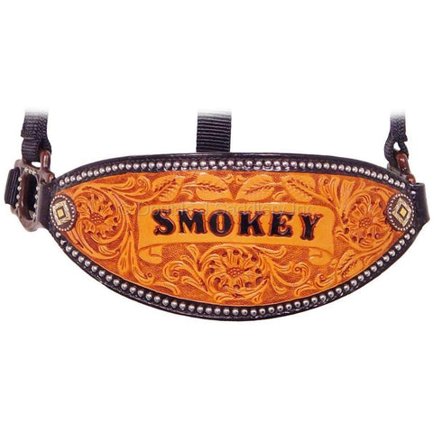 Double S Tooled Diamond Padded Leather Ranch Halter