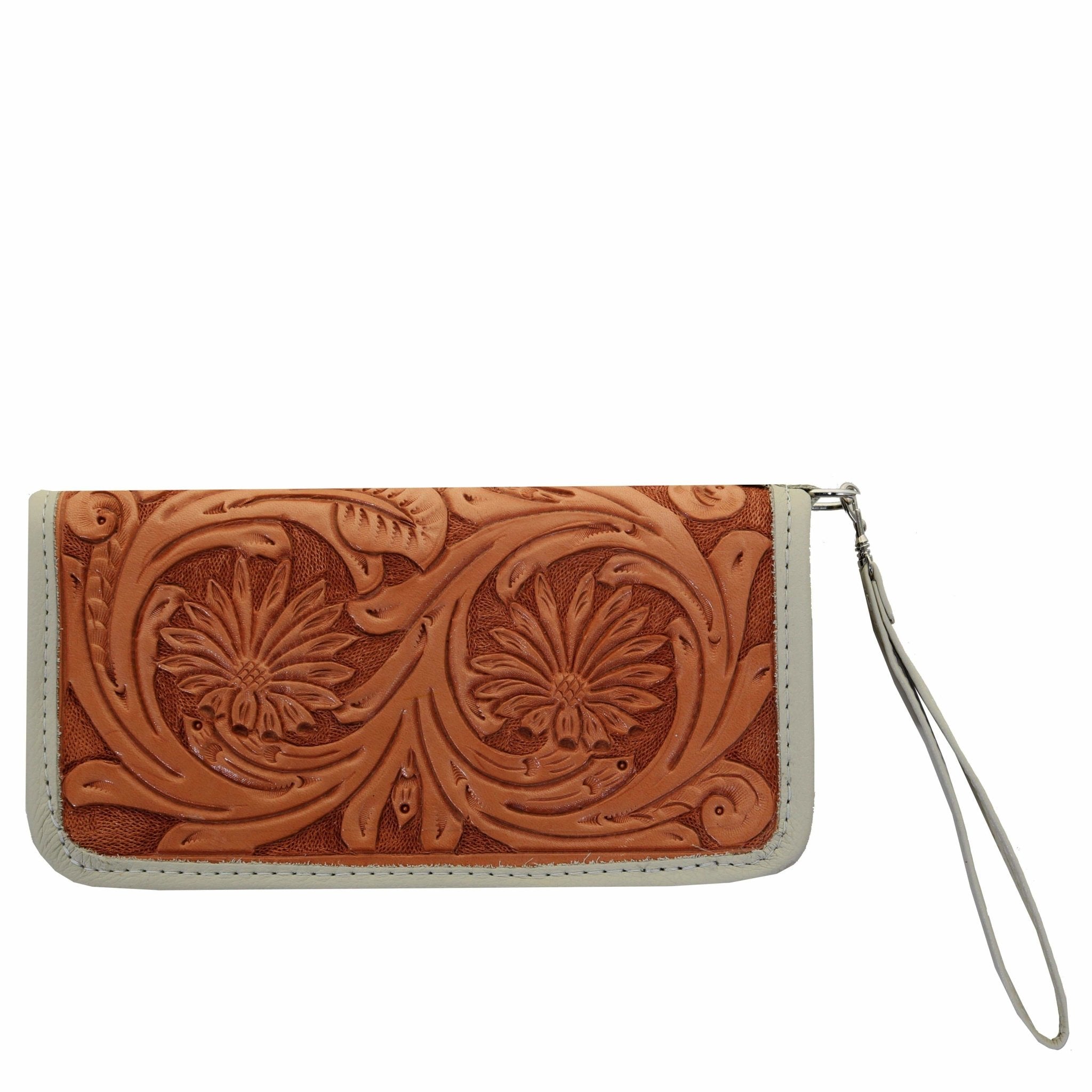 Daisy Rose Dual Zipper Wallet with Hand Strap