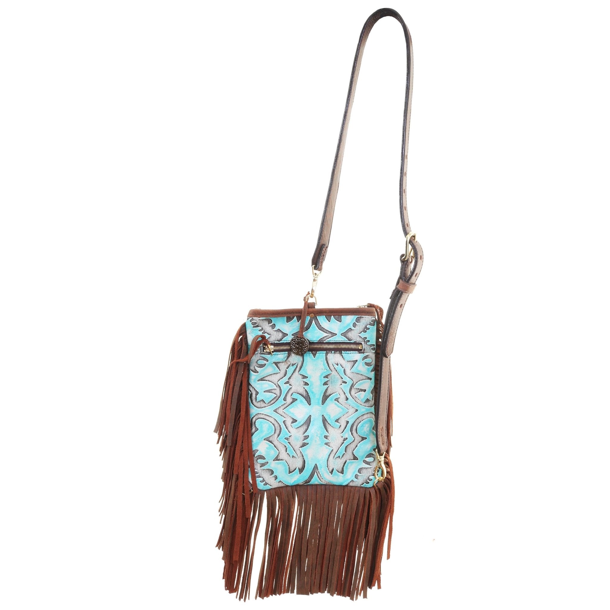 Big Turquoise Fringe Purse