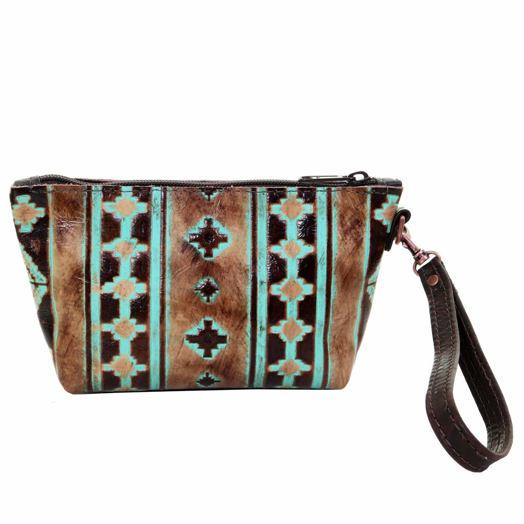 SMP03 - Navajo Turquoise and Brown Small Makeup Pouch – Double J Saddlery