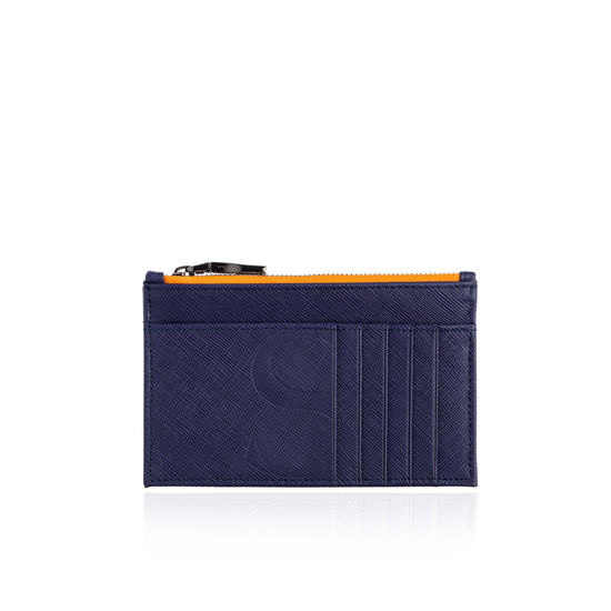 Small Wallet in Orange & Blue Textured Leather – Sazingg