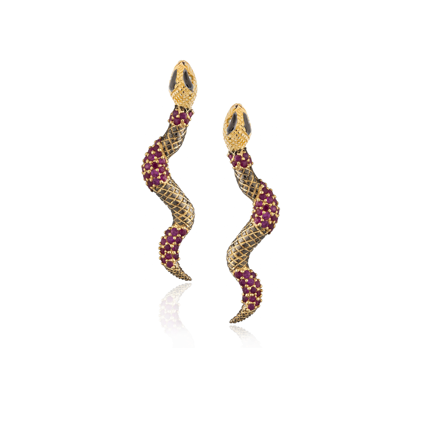 925 Silver Medium Snake Earrings with Ruby – Sazingg