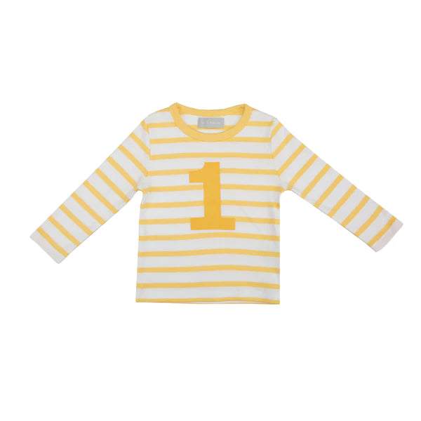 Bob & Blossom - Buttercup & White Breton Striped Number T Shirt