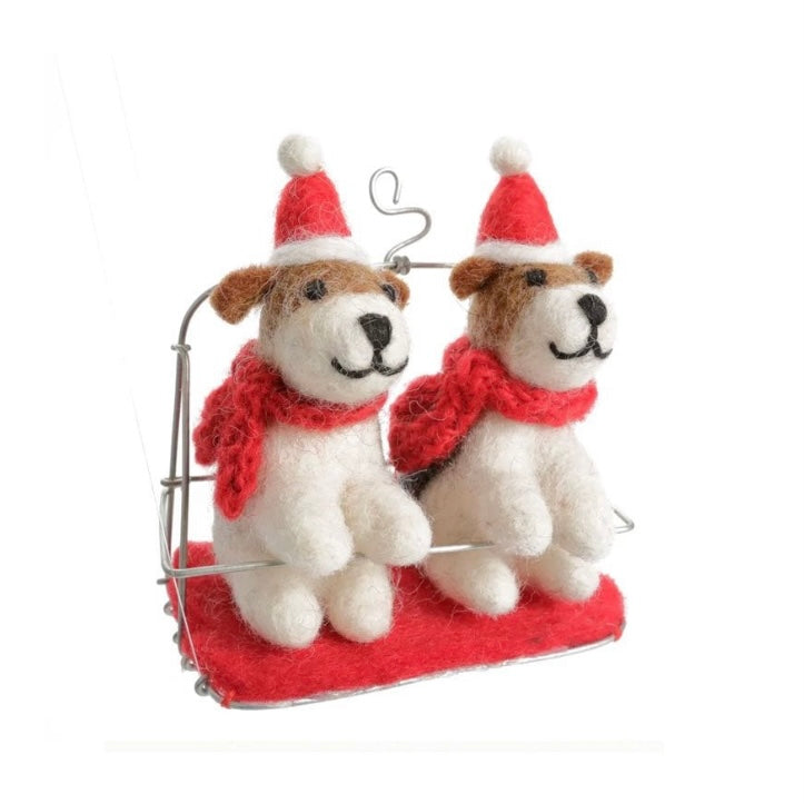 Amica - Fox Terrier Pair in Ski Chair Lift