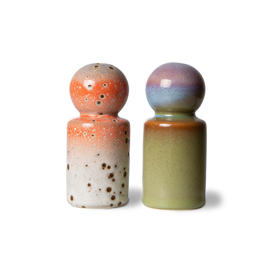 70s Ceramics: peper & salt jar asteroids/peat