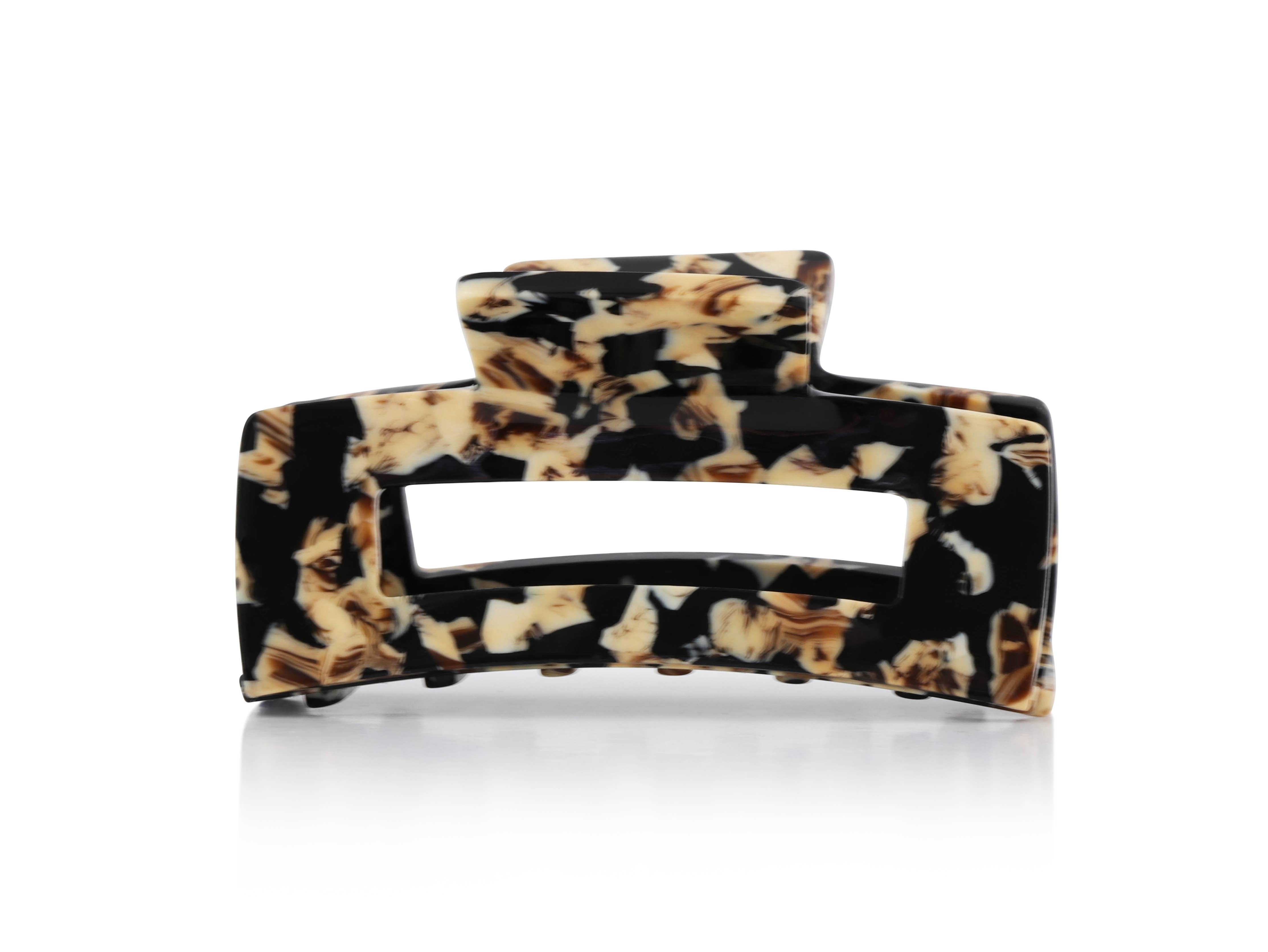 Big Metal London - Sophia Bulldog Hairclip: Beige/Brown/Black