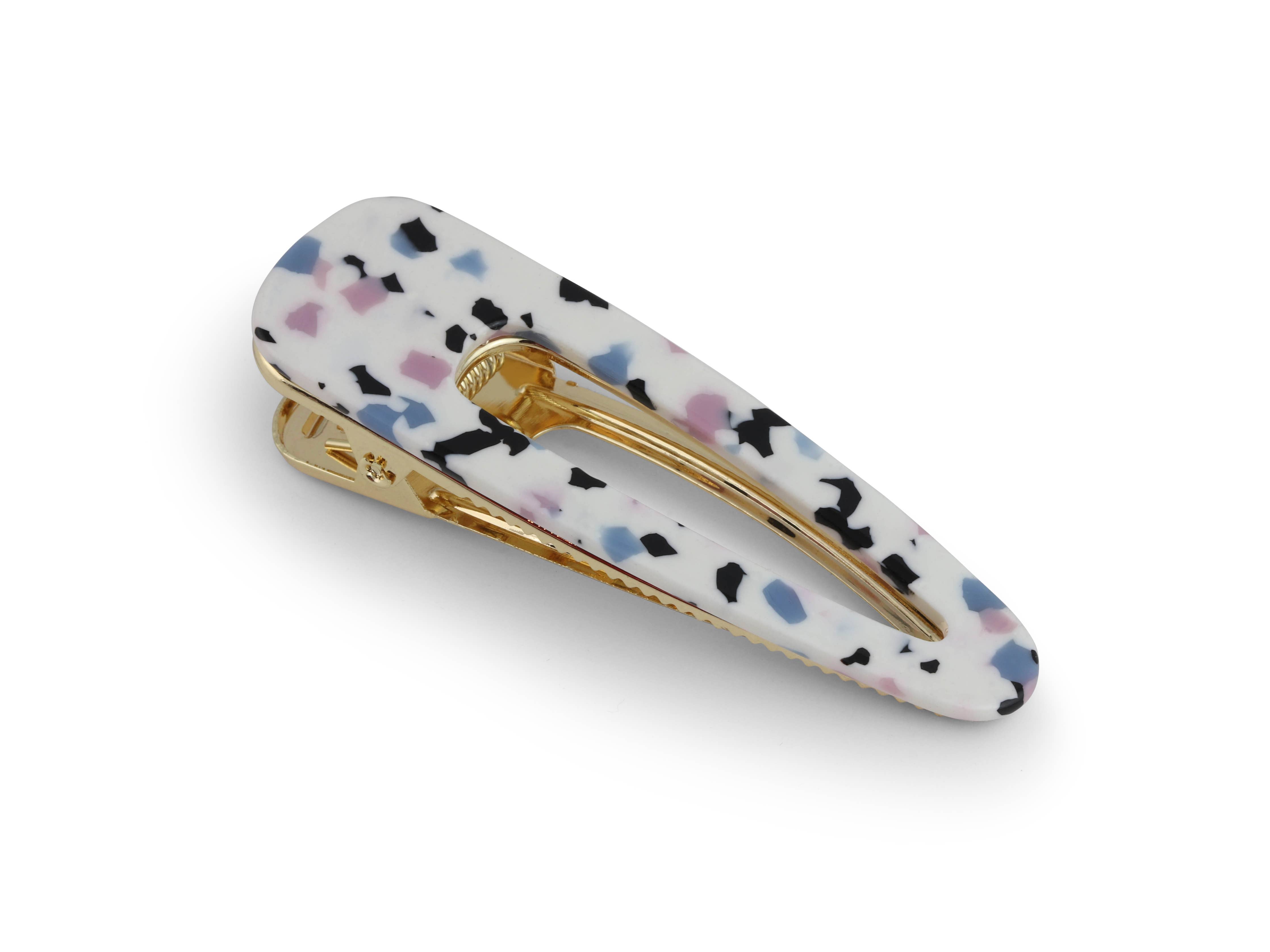 Big Metal London - Tamara Resin Hairclip: White/Blue/Black