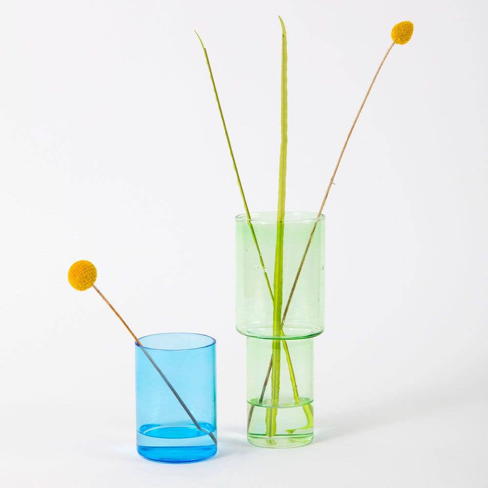 Block Design - Stacking Glass Vase - Green / Blue