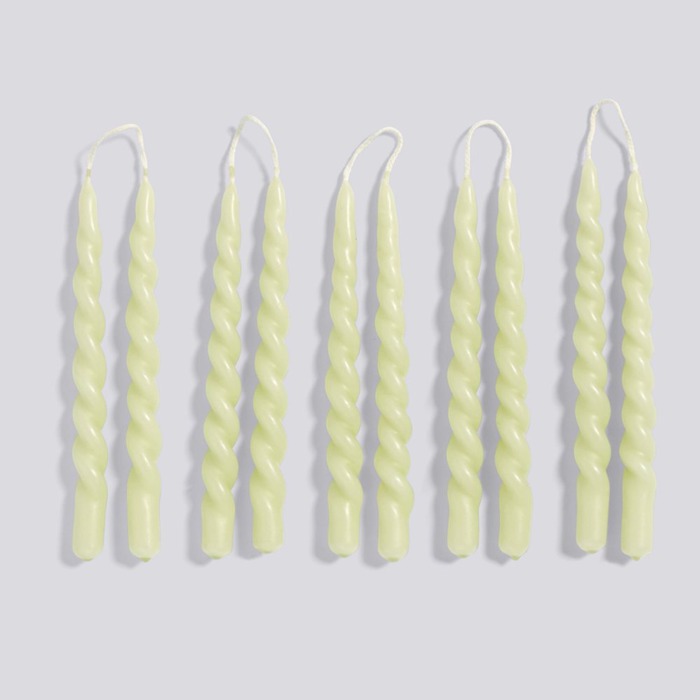 CANDLE / Mini swirl set of 10 light green