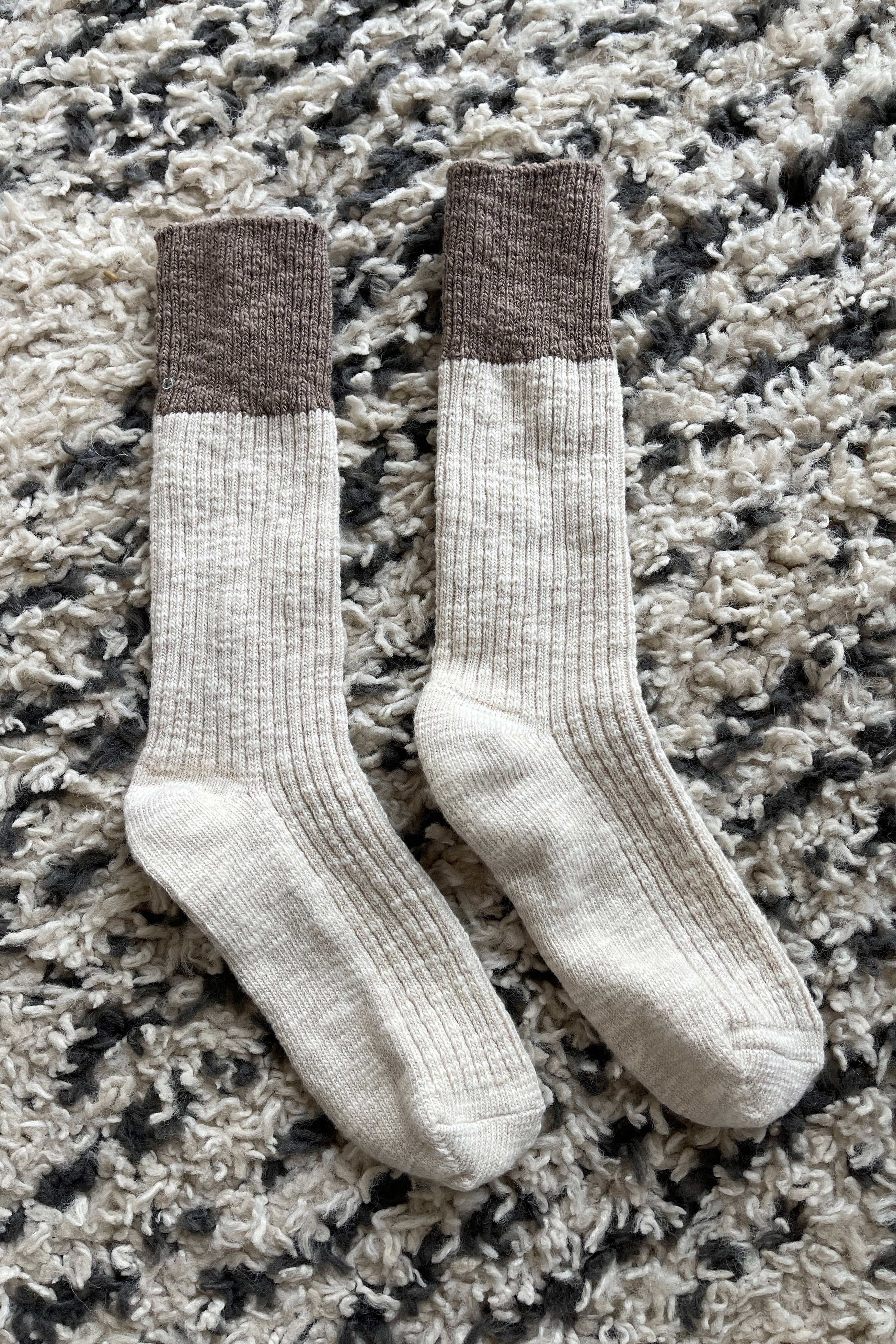 Color Block Cottage Socks - Oatmeal/Flax