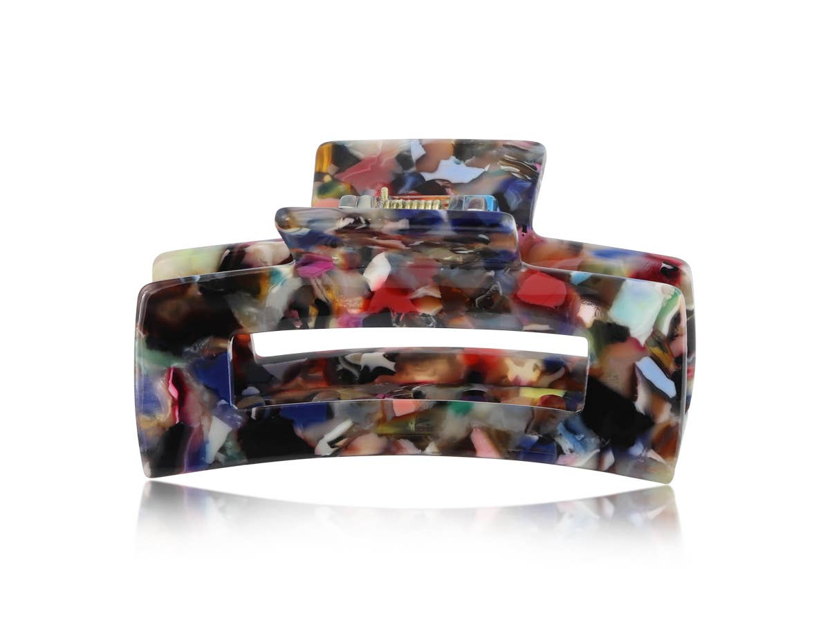 Big Metal London - Camille Bulldog Hairclip: Red/Blue/Grey