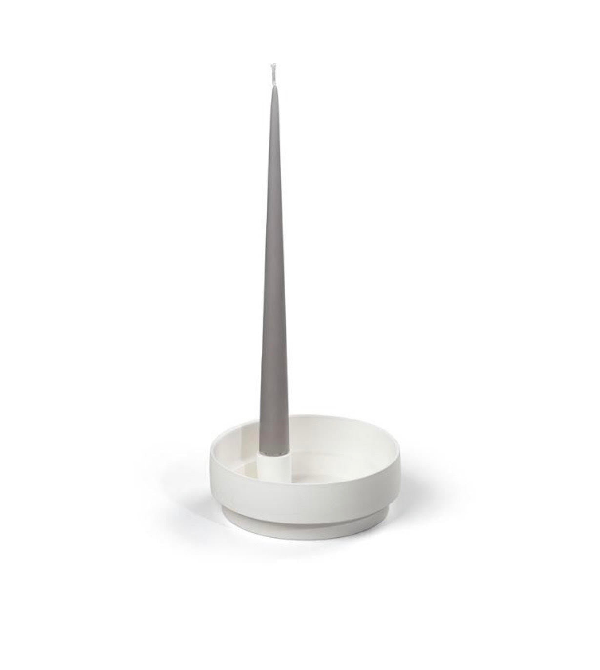 Aery - White Orbital Step Candle Holder in Matte Clay (Medium)